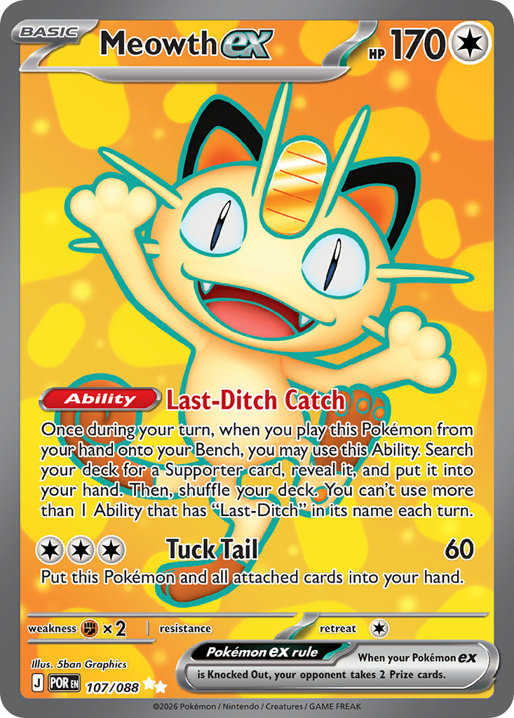 Meowth ex 107/088 - Full Art - Perfect Order - Near Mint Pokemon Card