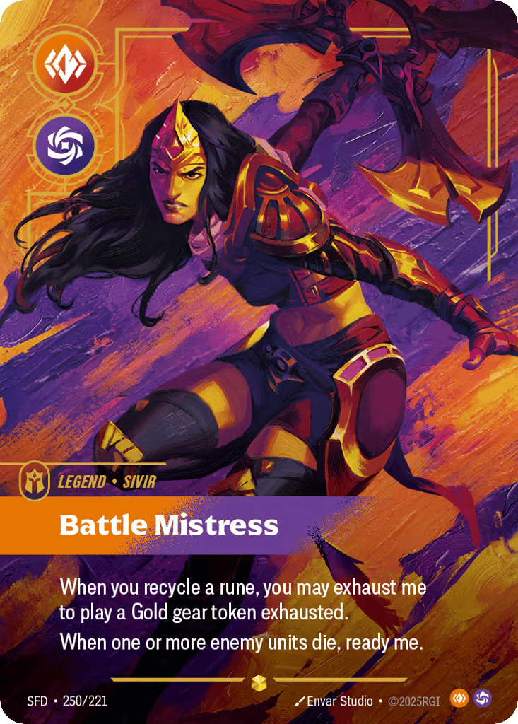 Sivir - Battle Mistress SFD-250 - Overnumbered - Spiritforged - Near Mint Riftbound Card