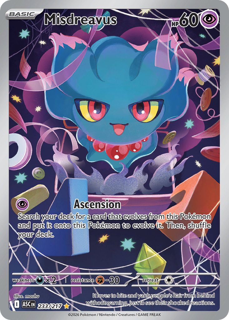 Misdreavus 233/217 - Illustration Rare - Ascended Heroes - Near Mint Pokemon Card