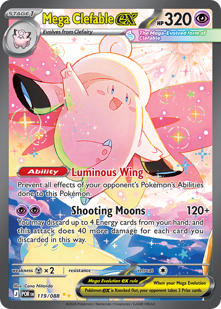 Mega Clefable ex 119/088 - Special Illustration Rare - Perfect Order - Near Mint Pokemon Card