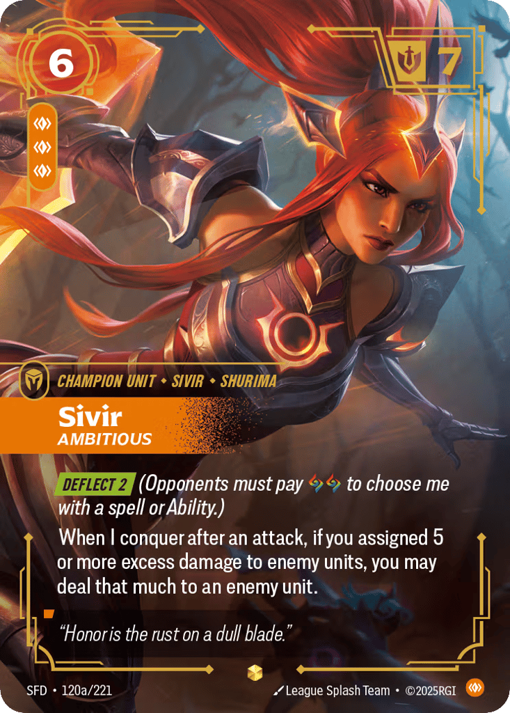 Sivir - Ambitious SFD-120a - Alternate Art - Spiritforged - Near Mint Riftbound Card