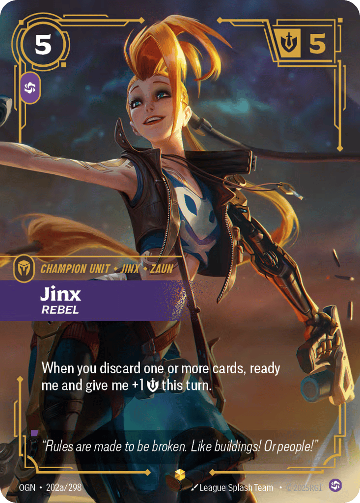Jinx, Rebel OGN-202a - Alternate Art - Origins - Near Mint Riftbound Card