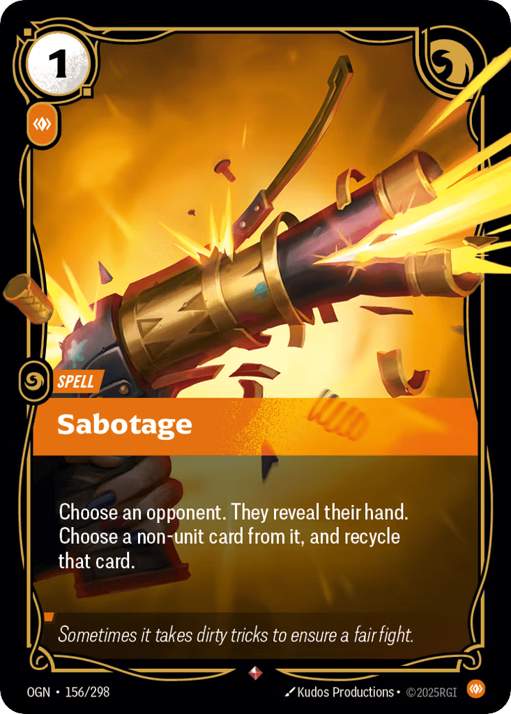 Sabotage OGN-156 - Rare - Origins - Near Mint Riftbound Card