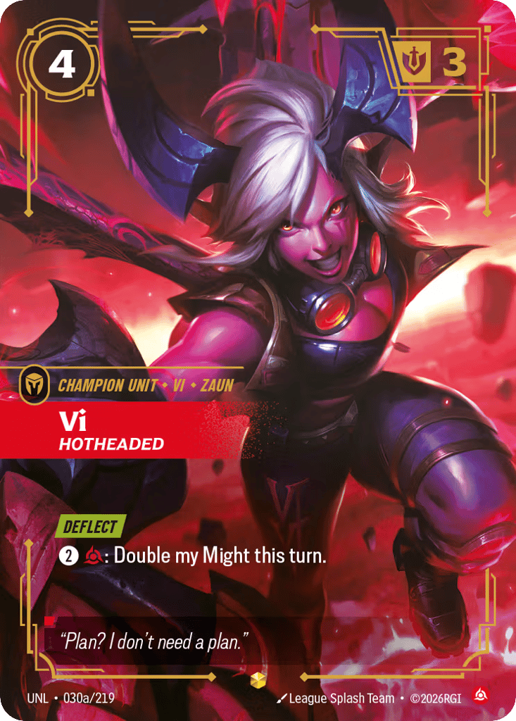 Vi - Hotheaded UNL-030a - Alternate Art - Unleashed - Near Mint Riftbound Card