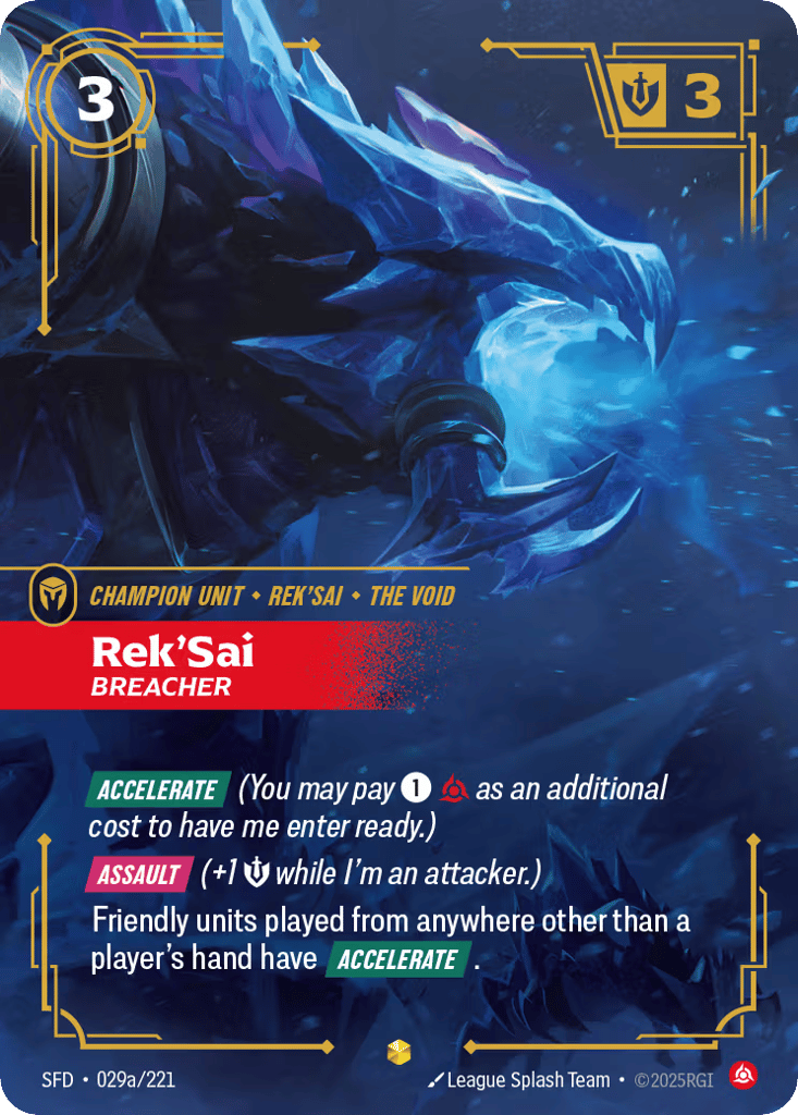 Rek'Sai - Breacher SFD-029a - Alternate Art - Spiritforged - Near Mint Riftbound Card