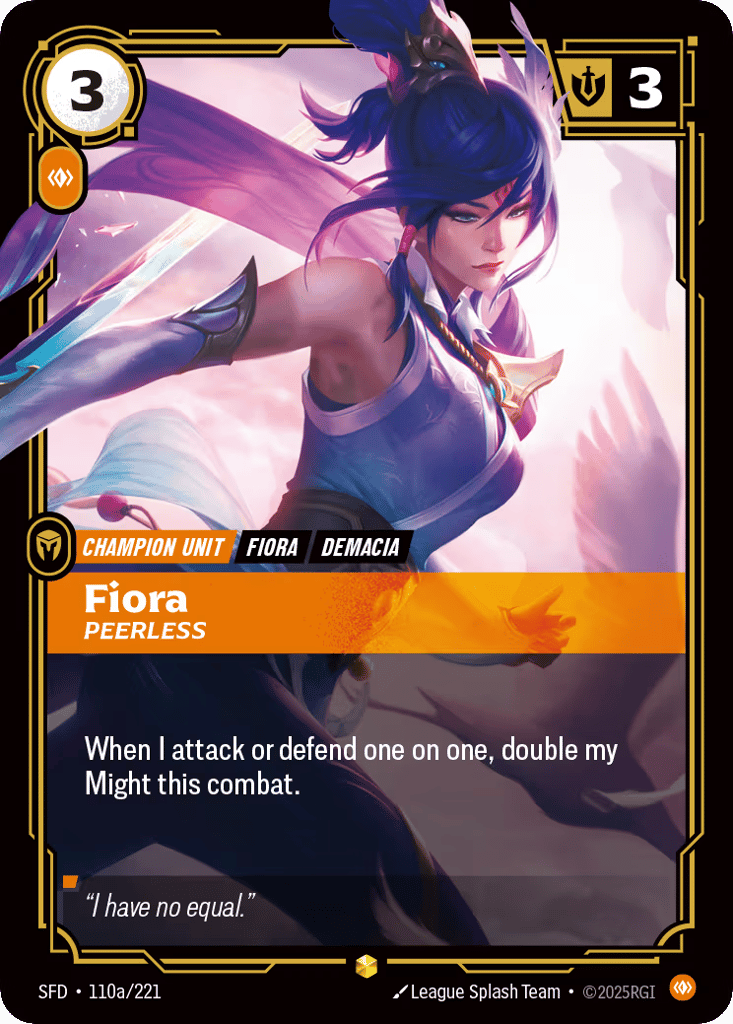 Fiora - Peerless SFD-110a - Alternate Art - Spiritforged - Near Mint Riftbound Card