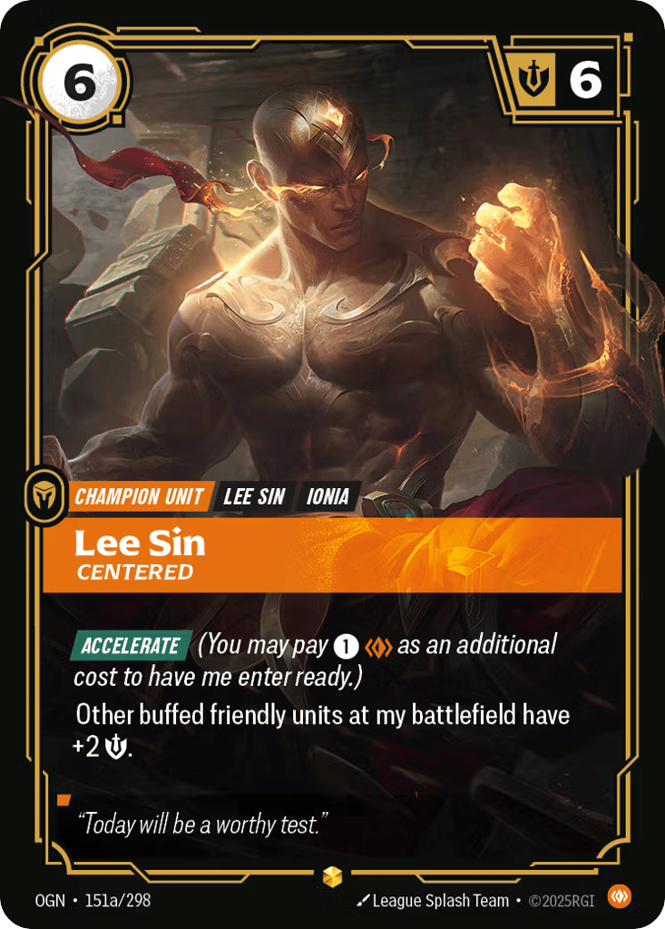 Lee Sin - Centered OGN-151a - Alternate Art - Origins - Near Mint Riftbound Card