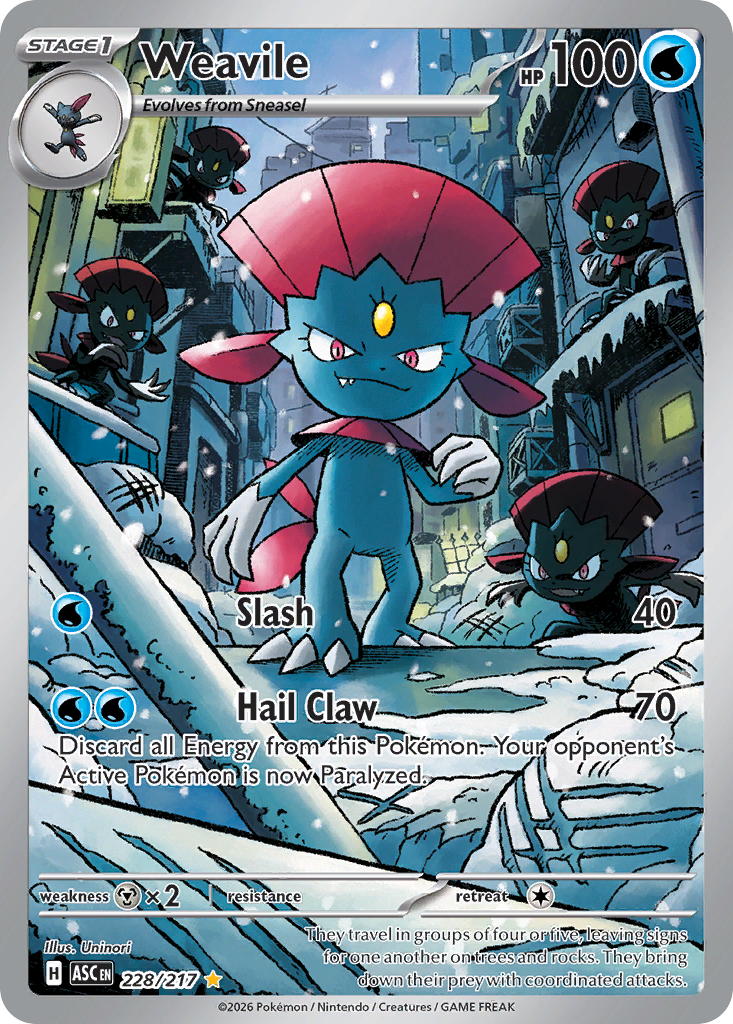 Weavile 228/217 - Illustration Rare - Ascended Heroes - Near Mint Pokemon Card