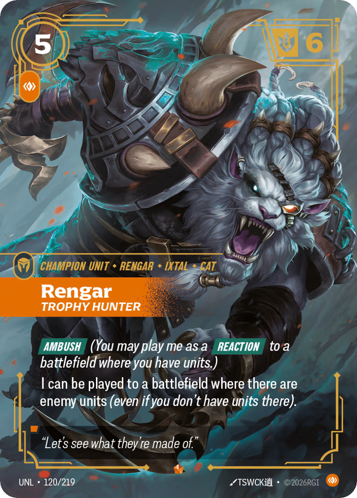 Rengar - Trophy Hunter UNL-120 - Epic - Unleashed - Near Mint Riftbound Card