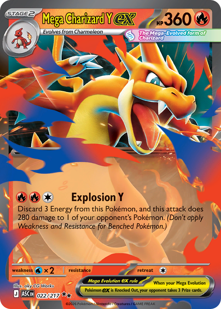 Mega Charizard Y ex 022/217 - Double Rare - Ascended Heroes - Near Mint Pokemon Card
