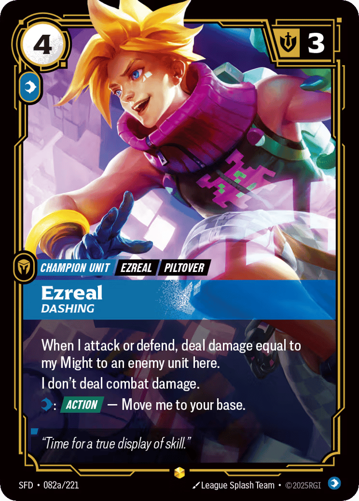Ezreal - Dashing SFD-082a - Alternate Art - Spiritforged - Near Mint Riftbound Card