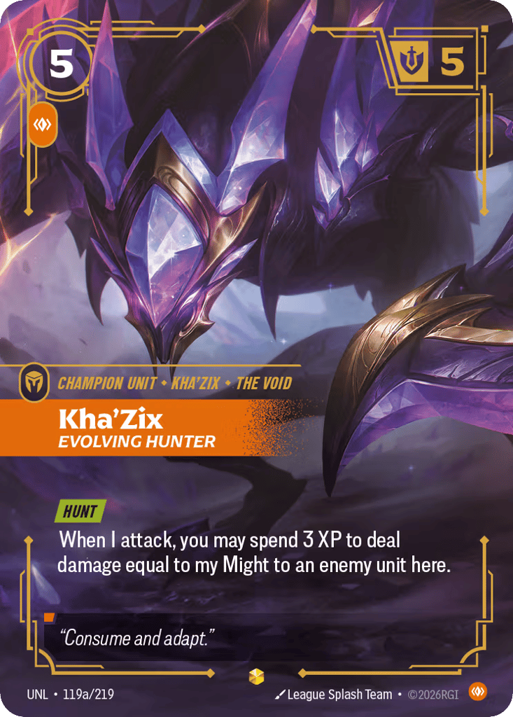 Kha'Zix - Evolving Hunter UNL-119a - Alternate Art - Unleashed - Near Mint Riftbound Card