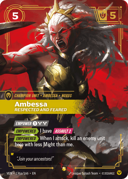 Ambessa - Respected and Feared VEN-136a - Alternate Art - Vendetta - Near Mint Riftbound Card