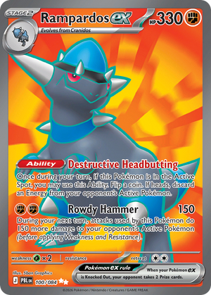 Rampardos ex 100/084 - Full Art - Pitch Black - Near Mint Pokemon Card