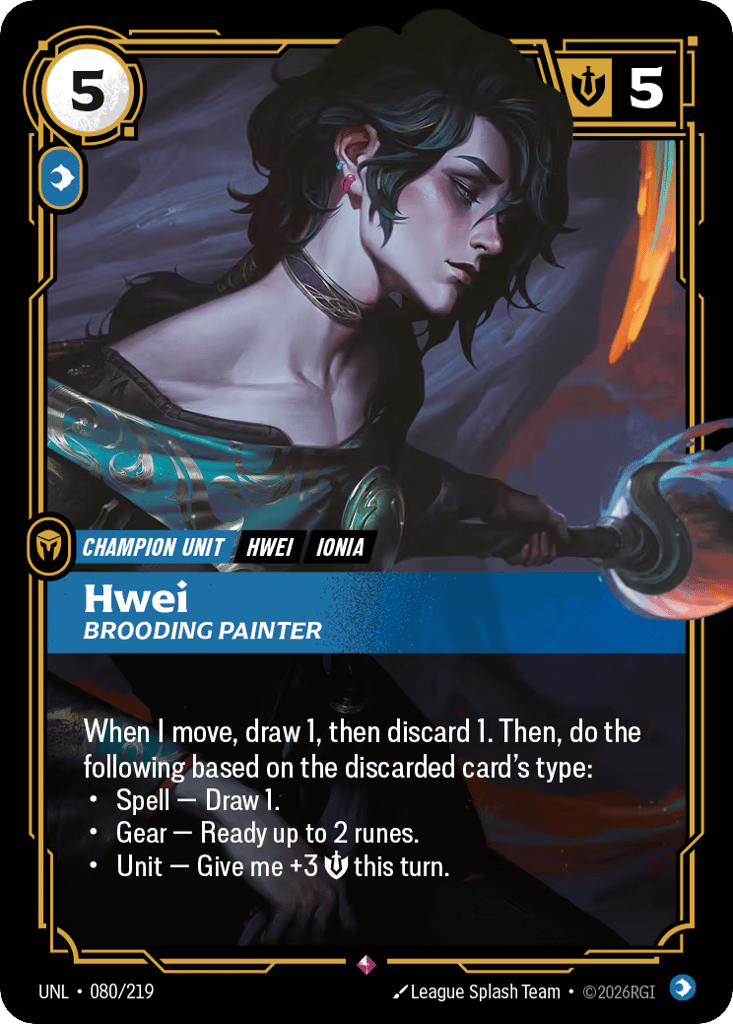Hwei - Brooding Painter UNL-080 - Rare - Unleashed - Near Mint Riftbound Card