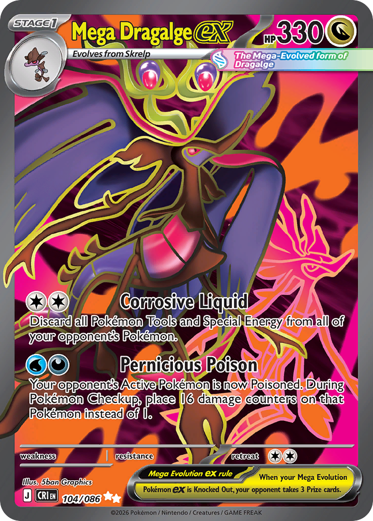 Mega Dragalge ex 104/086 - Full Art - Chaos Rising - Near Mint Pokemon Card