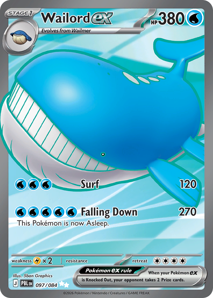 Wailord ex 097/084 - Full Art - Pitch Black - Near Mint Pokemon Card