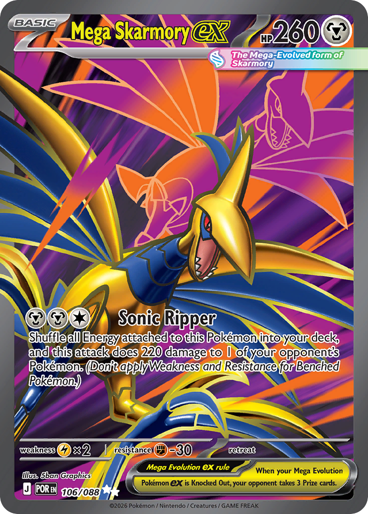 Mega Skarmory ex 106/088 - Full Art - Perfect Order - Near Mint Pokemon Card
